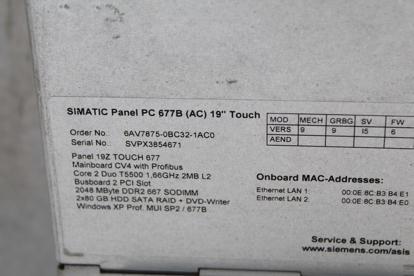 Siemens 6AV7875-0BC32-1AC0 SIMATIC Panel