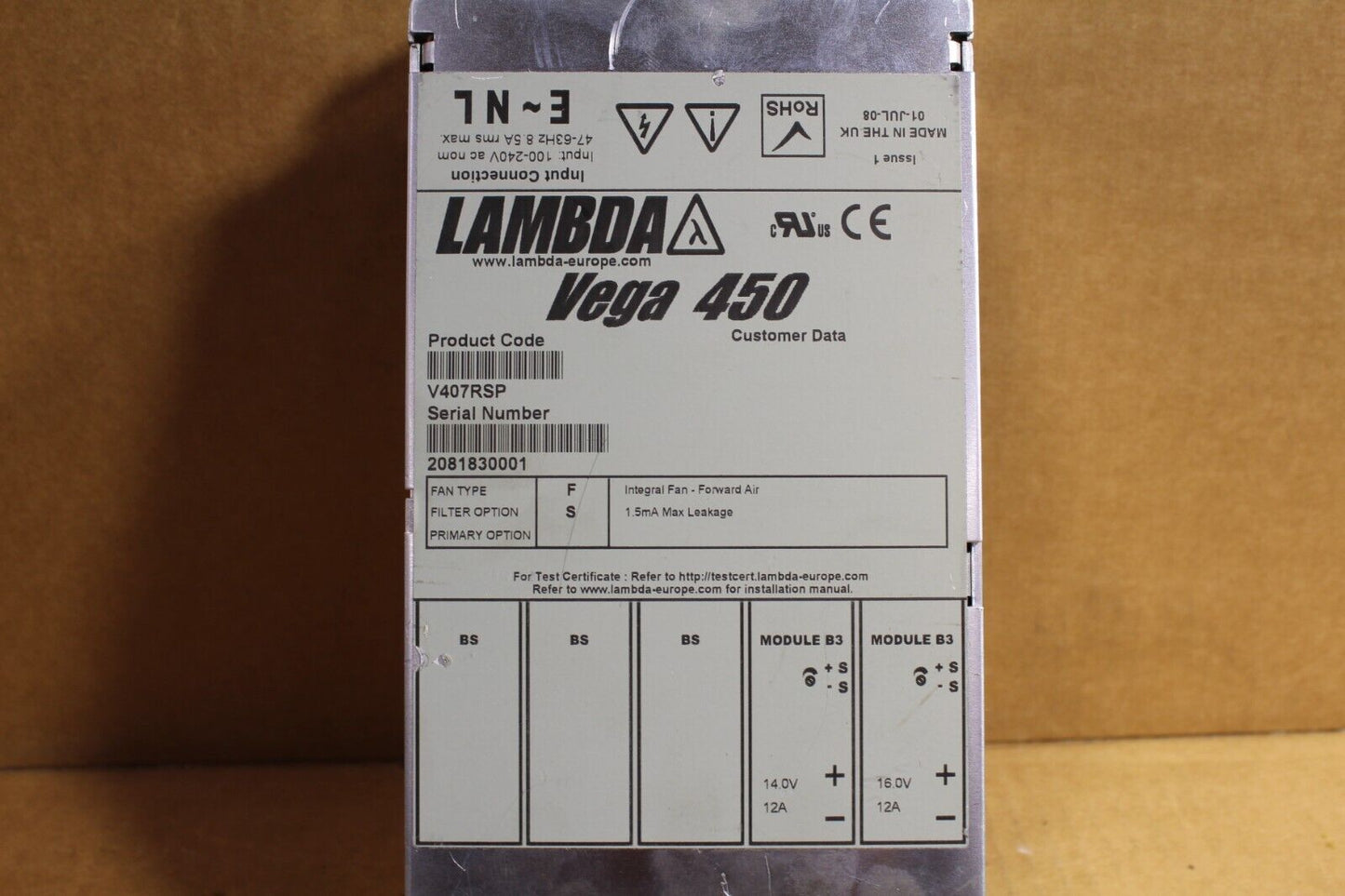 Lambda Vega450 V407RSP Power Supply