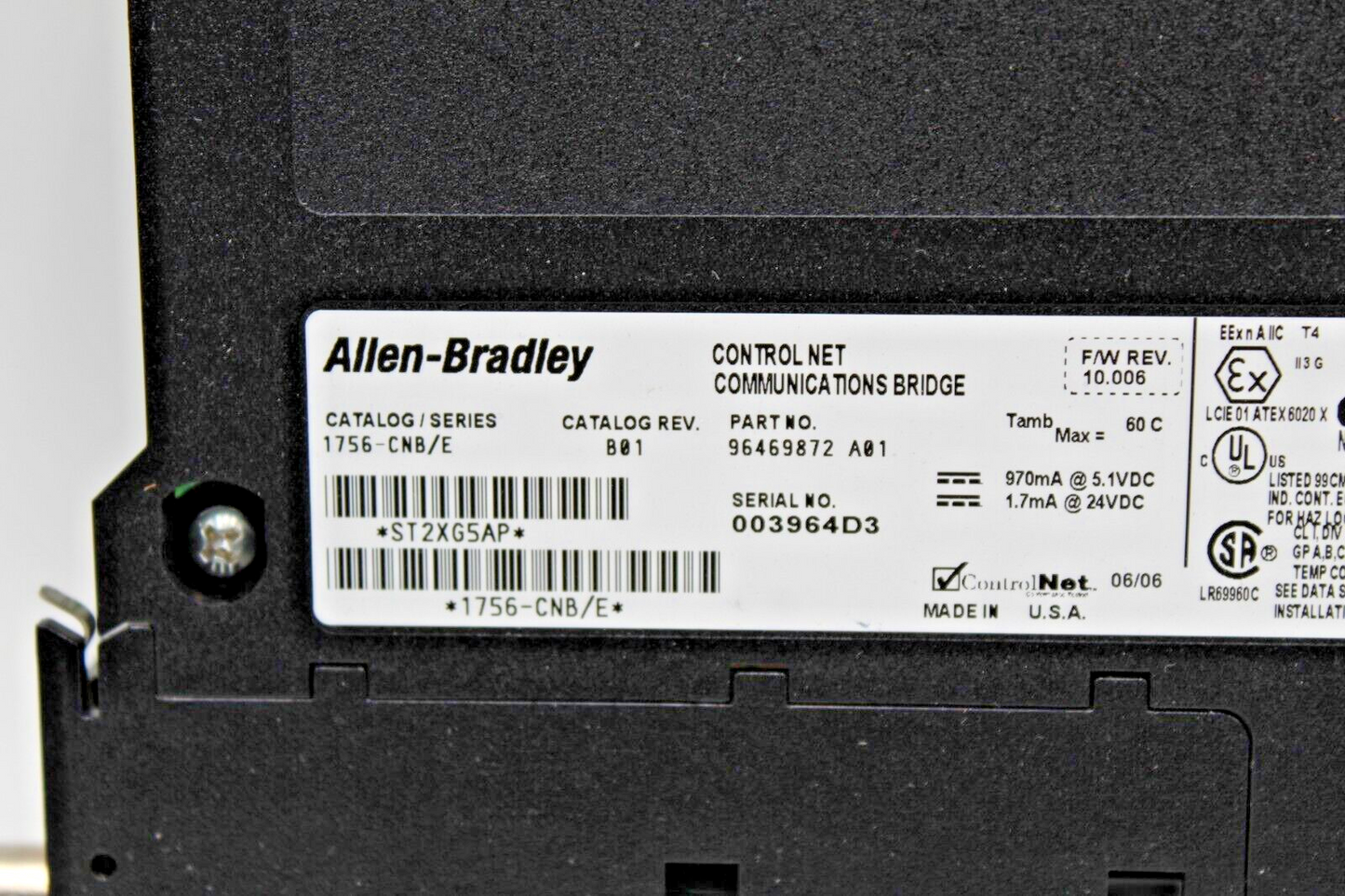 Allen-Bradley 1756-CNB /E Control Net Communications Bridge (No Cover)