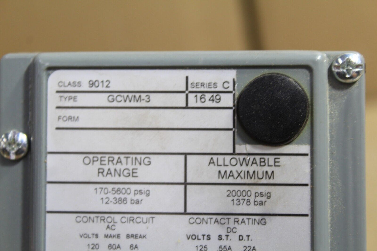 Square D GCWM-3 Pressure Switch