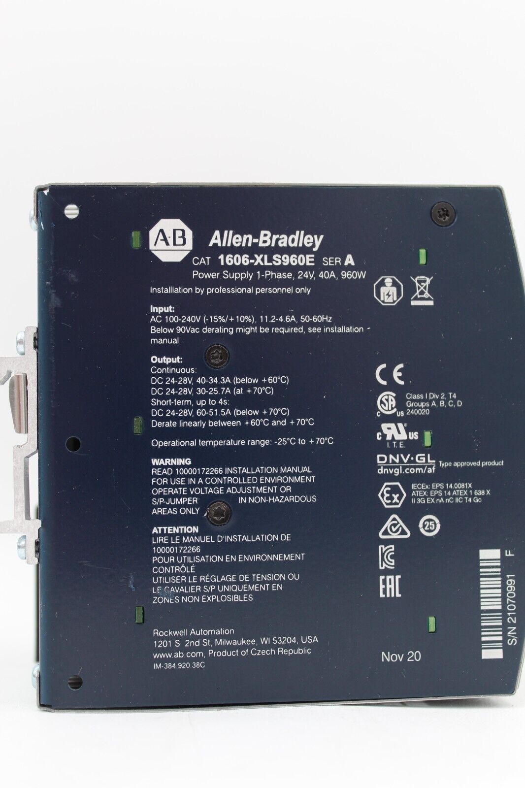 Allen-Bradley 1606-XLS960E 1-Phase Power Supply