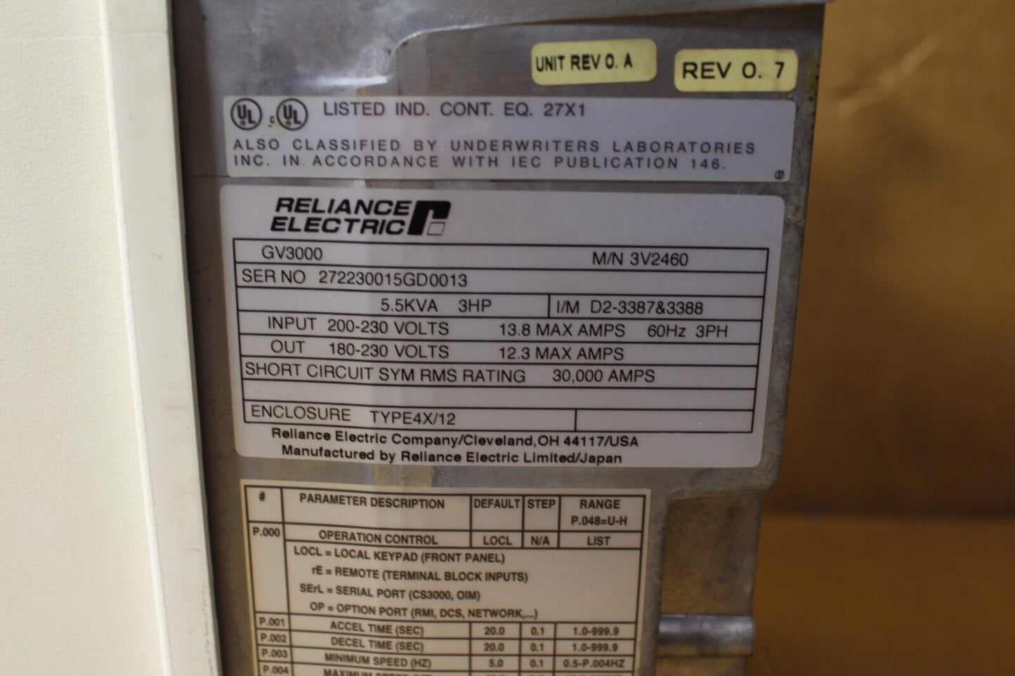Reliance Electric GV3000 3V2460 AC Drive