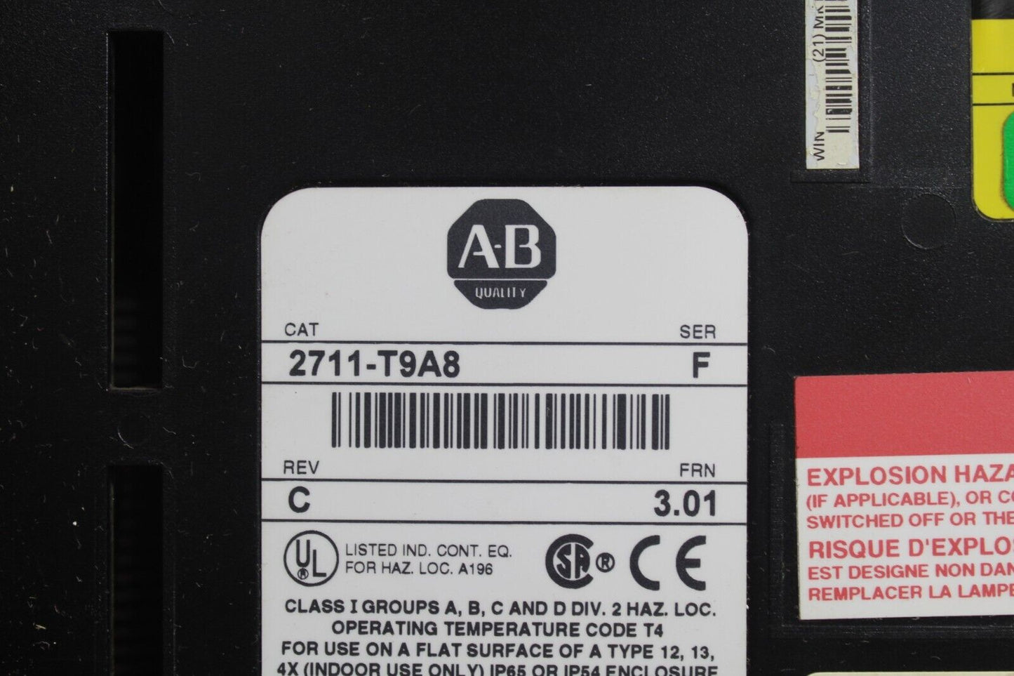 Allen Bradley 2711-T9A8 Ser. F PanelView 900