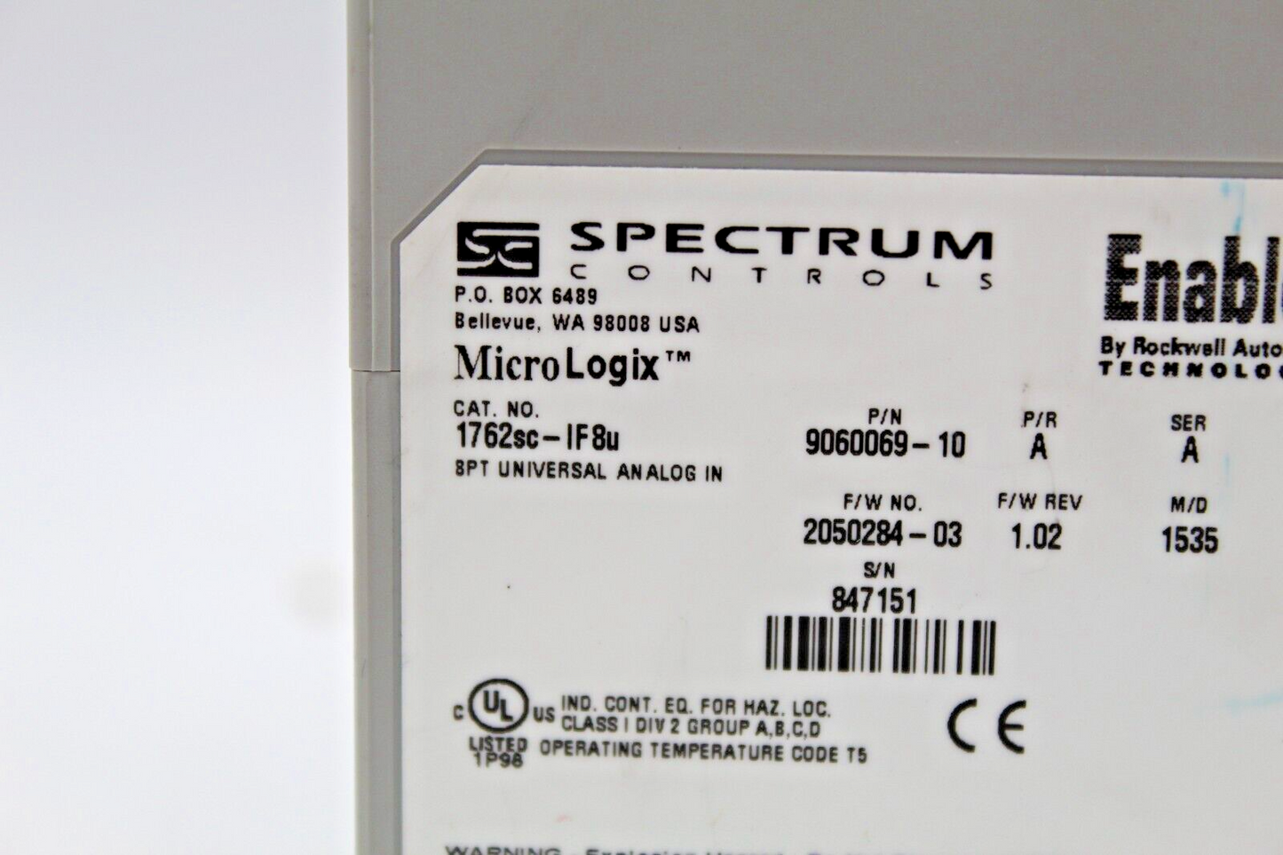 Spectrum Controls 1762sc-IF8u MicroLogix Universal Analog
