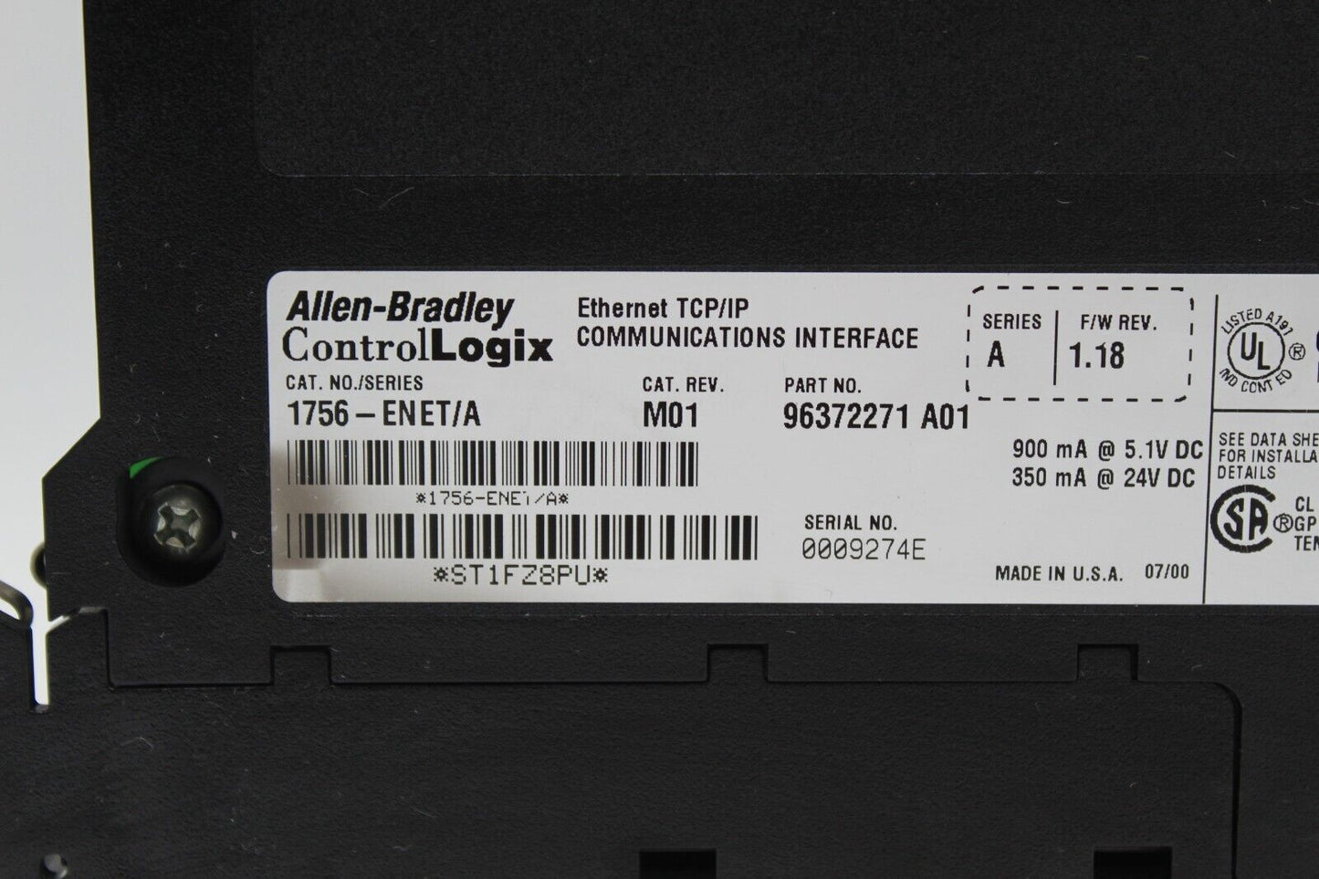 Allen-Bradley 1756-ENET/A Ethernet Communications Module (No Door)