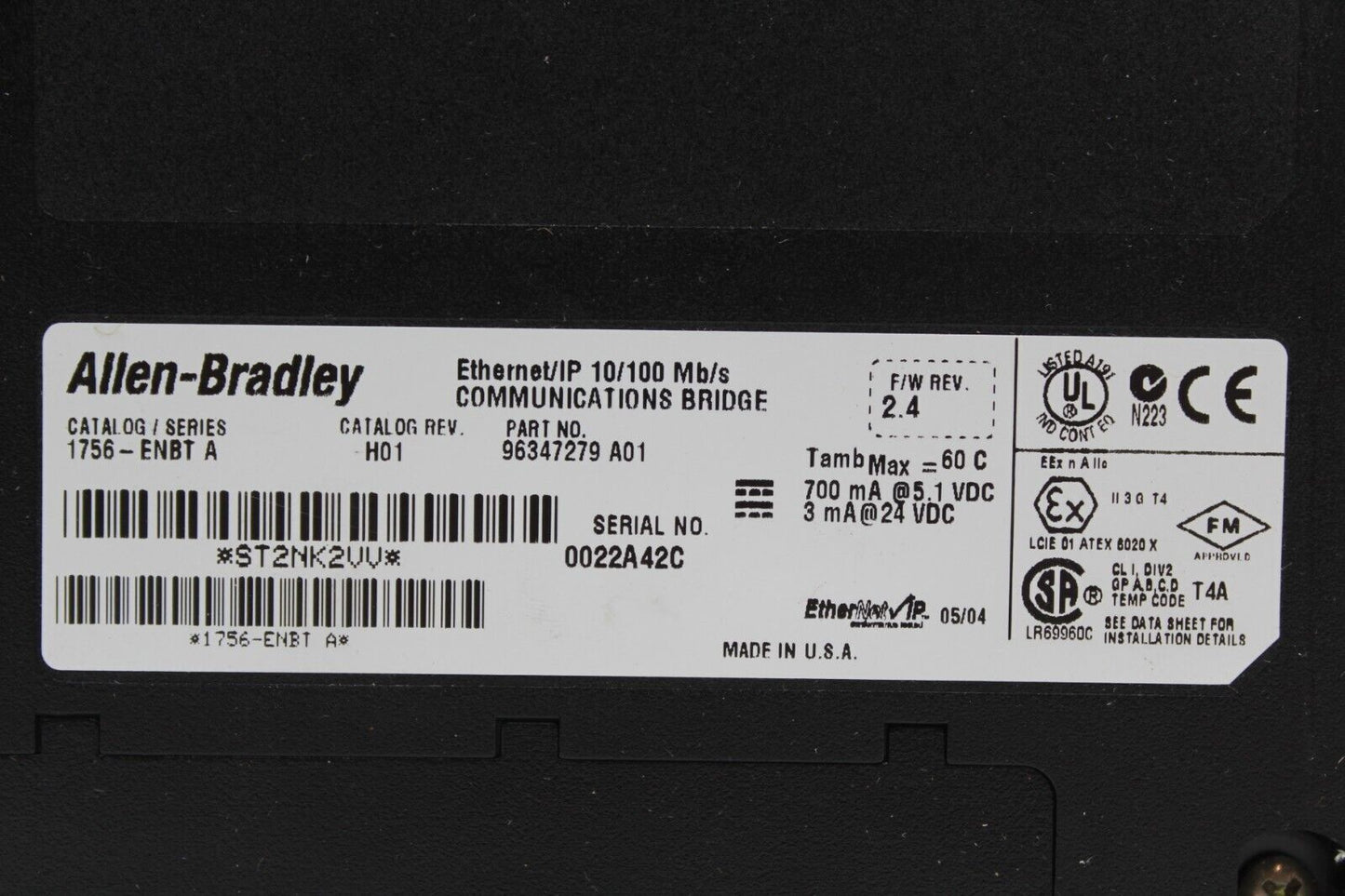 Allen-Bradley 1756-ENBT Communications Bridge (No Cover)