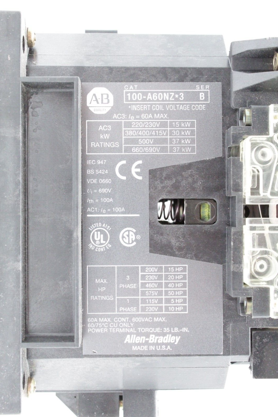 Allen-Bradley 100-A60NZ*3 24 Volt Contactor