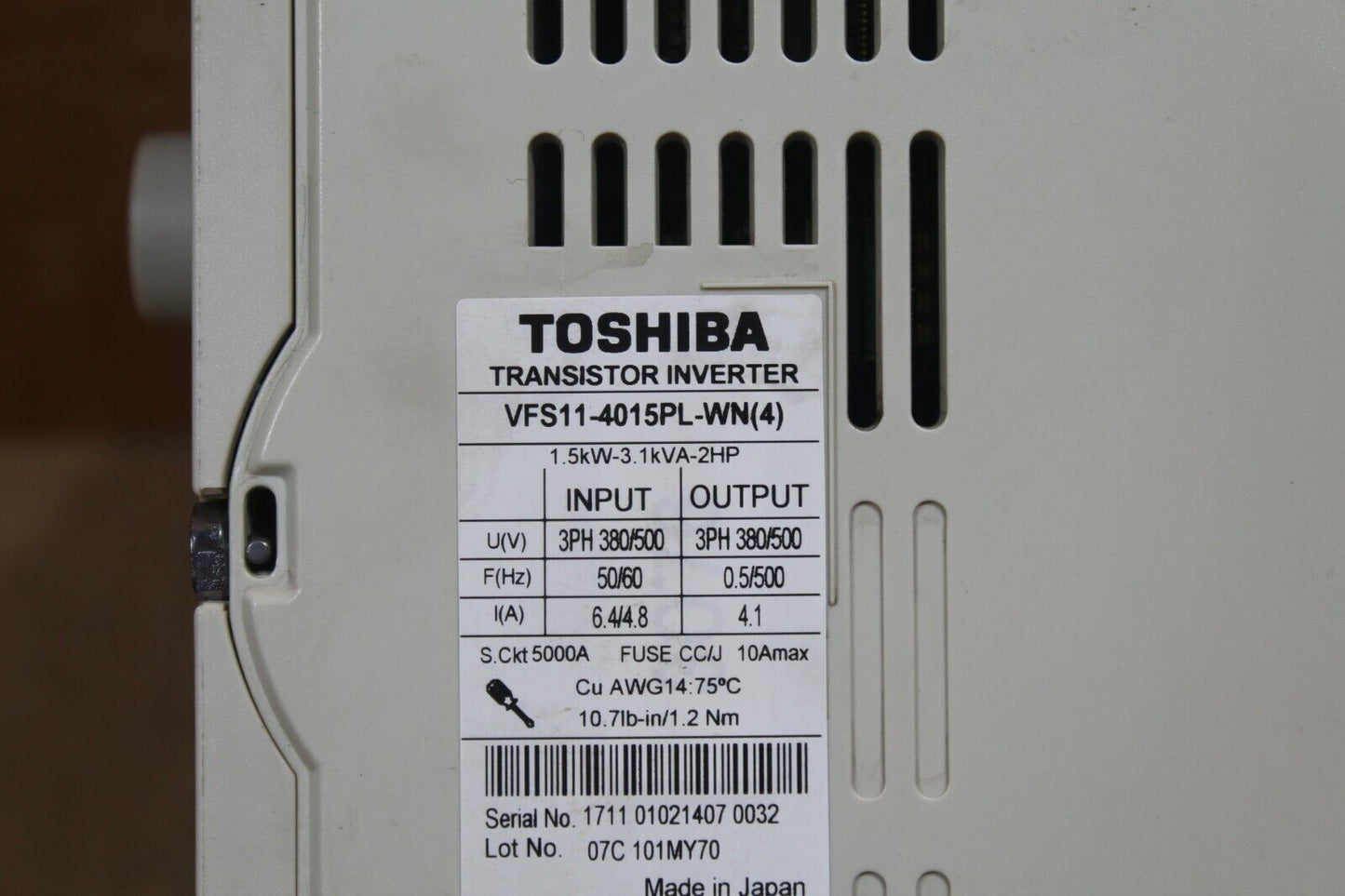 Toshiba VFS11-4015PL-WN Trans Inverter