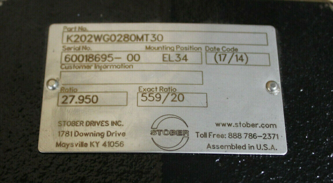 Stober K202WG0280MT30 Gearbox