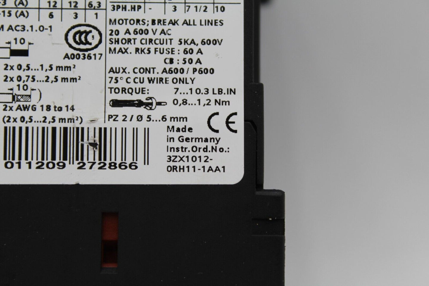 SIEMENS 3RT1017-1BB41 SIRIUS CONTACTOR 24VDC WITH 3RT1916-1EH00