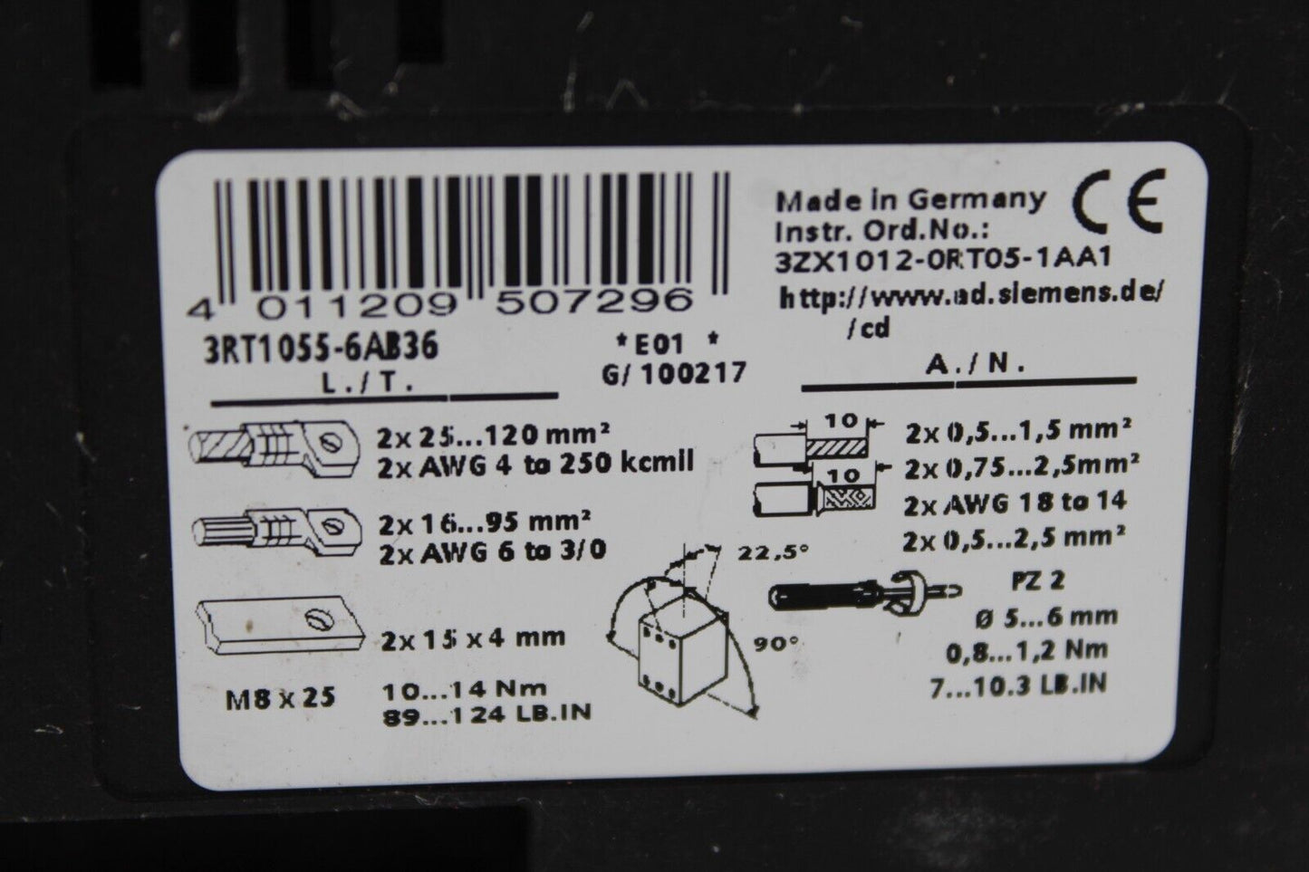 Siemens 3RT1055-6AB36 Contactor