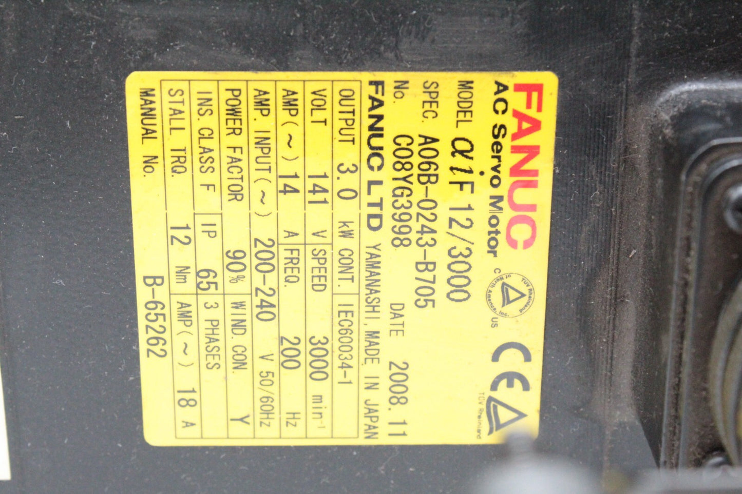 Fanuc A06B-0243-B705 Straight Shaft AC Servo Motor
