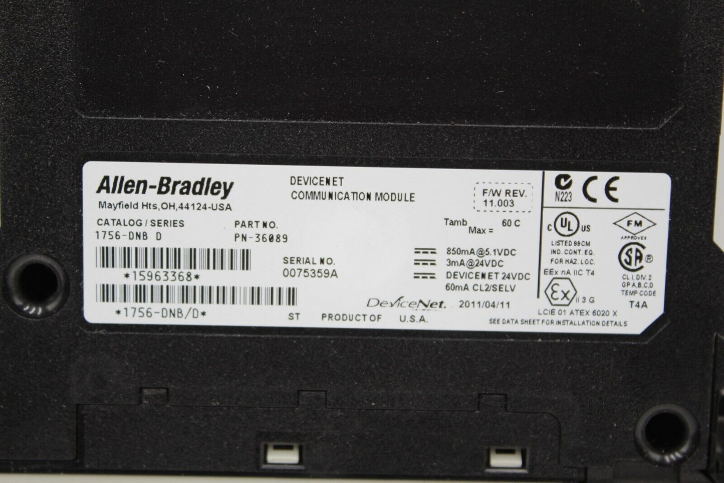 Allen-Bradley 1756-DNB /D Devicenet Communications Module