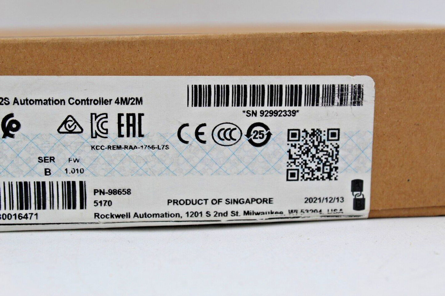 Allen-Bradley 1756-L72S Logix 5572S Automation Controller 4M/2M