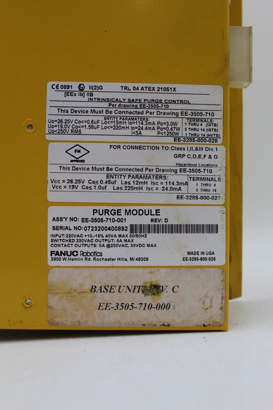 Fanuc EE-3505-710-000 Purge Module Base Unit