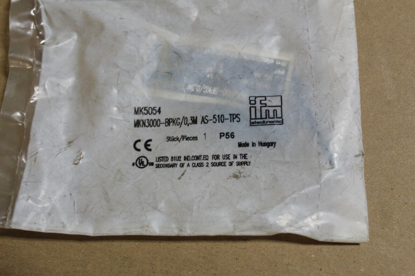 IFM MKN3000-BPKG/0,3M AS-510-TPS Sensor MK5054 (Lot of 2)