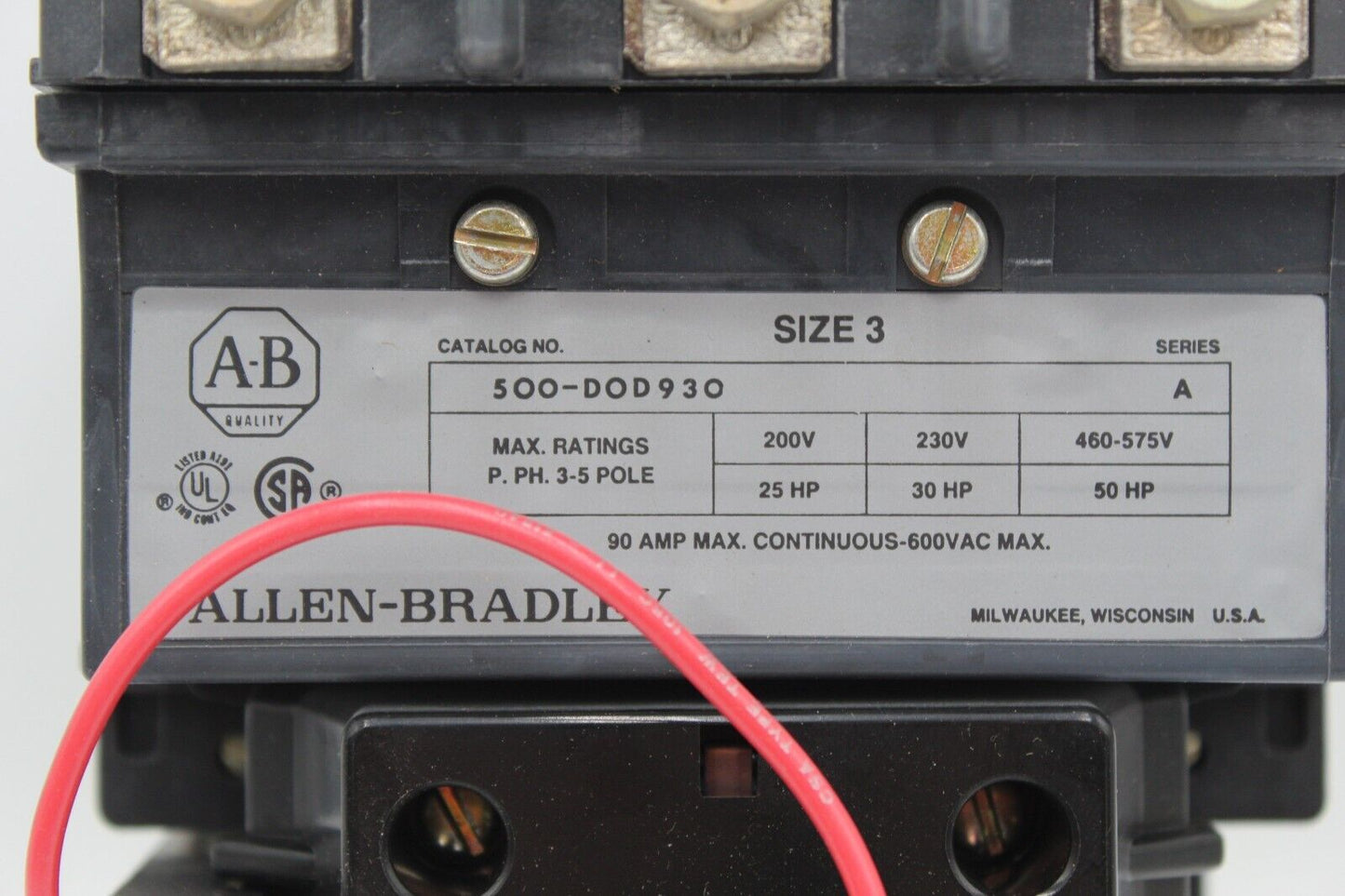 Allen-Bradley 500-DOD930 Size 3 Contact Starter