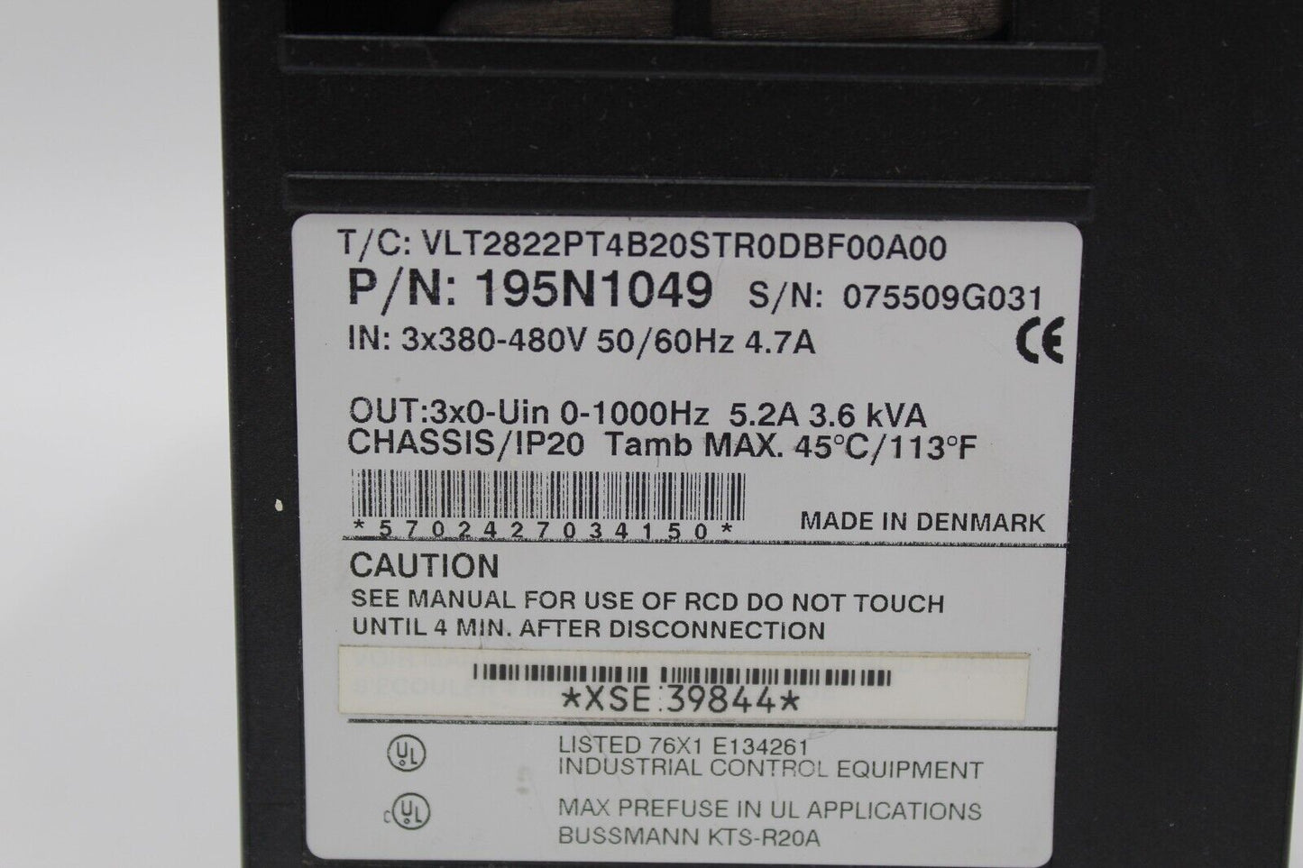 Danfoss 195N1049 VLT-2800 Variable Speed Inverter Drive
