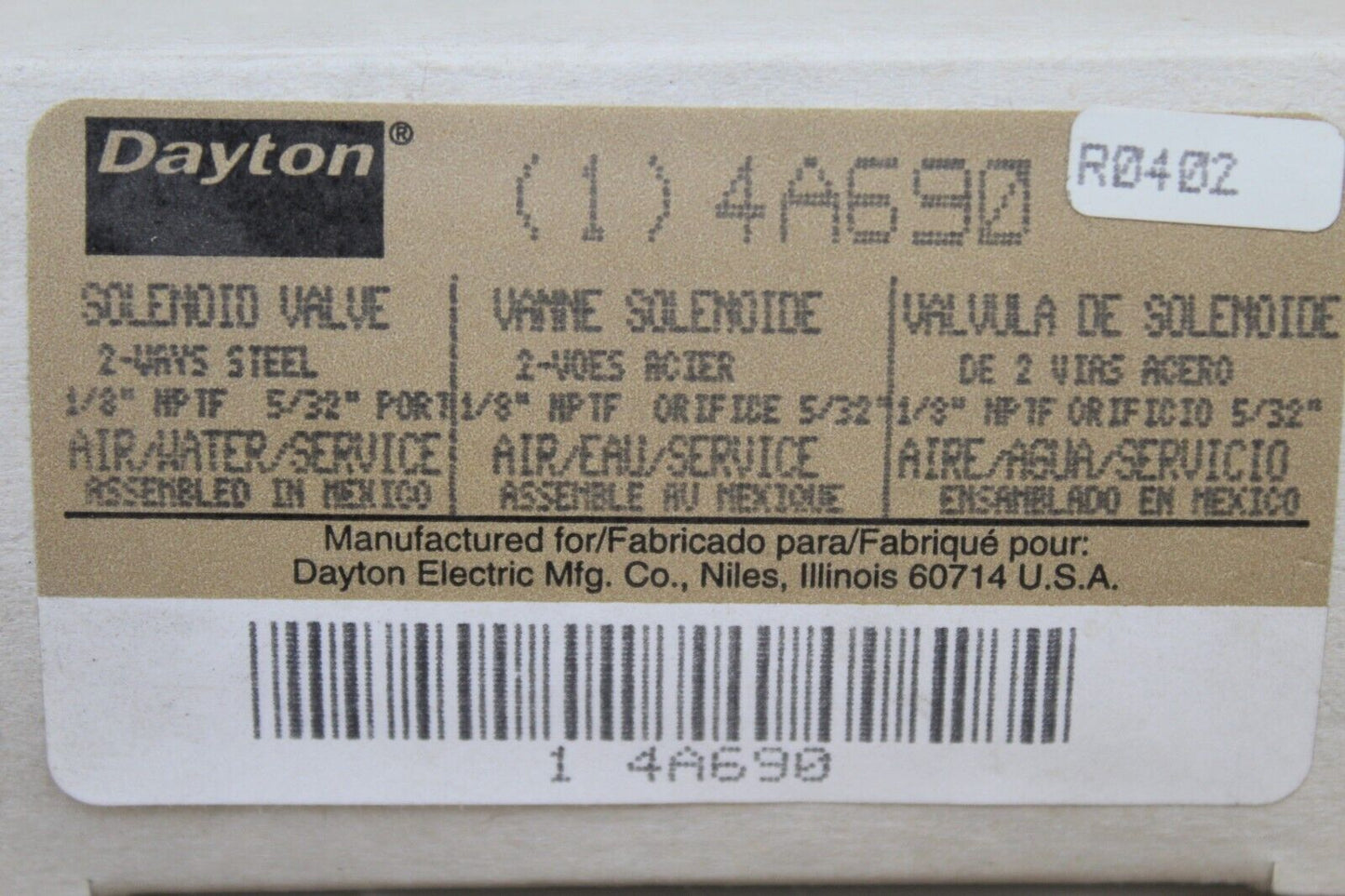 Dayton 4A690 Solenoid Valve