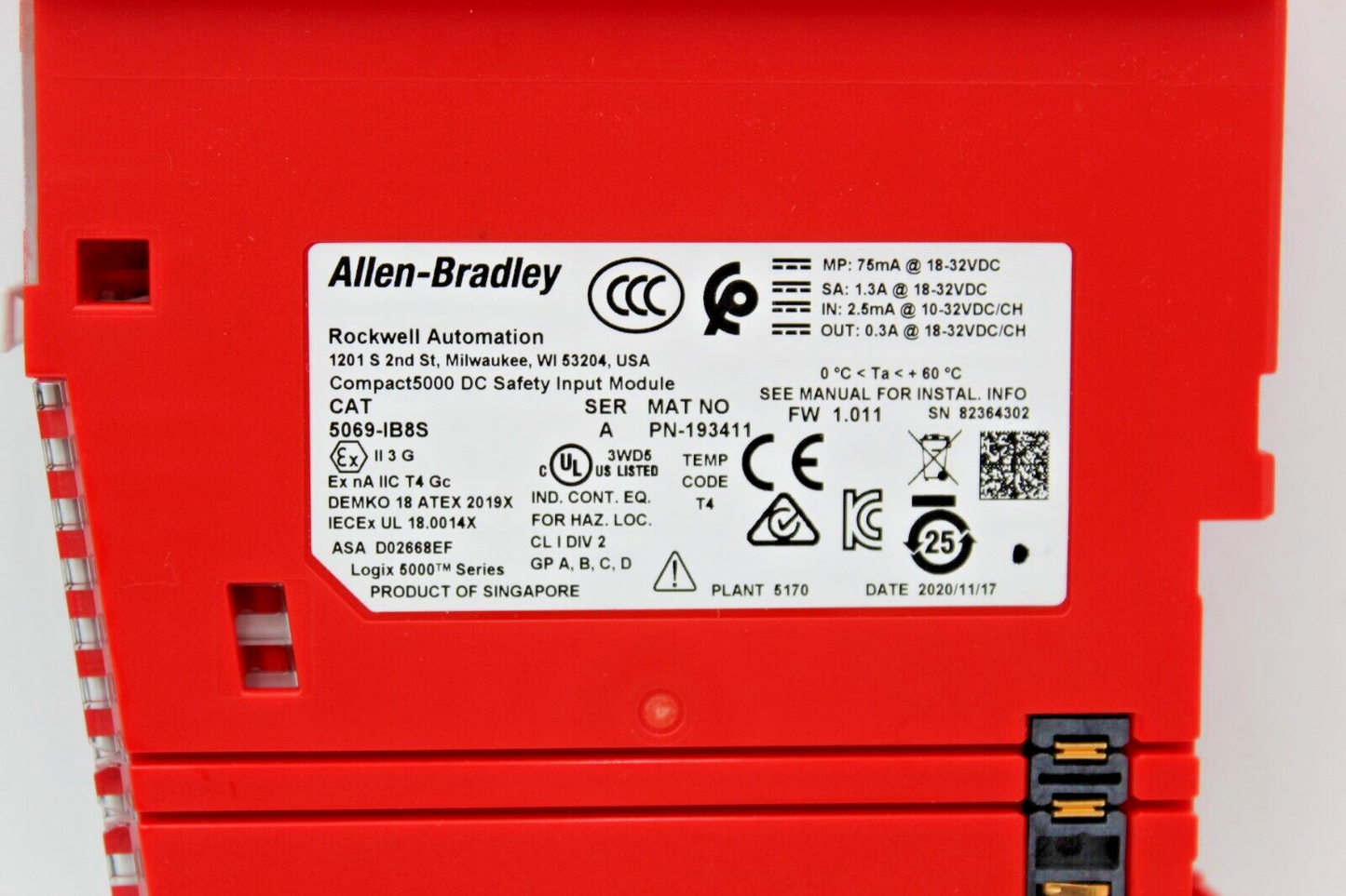 Allen-Bradley 5069-IB8S Compact5000 Digital DC Safety Input Module