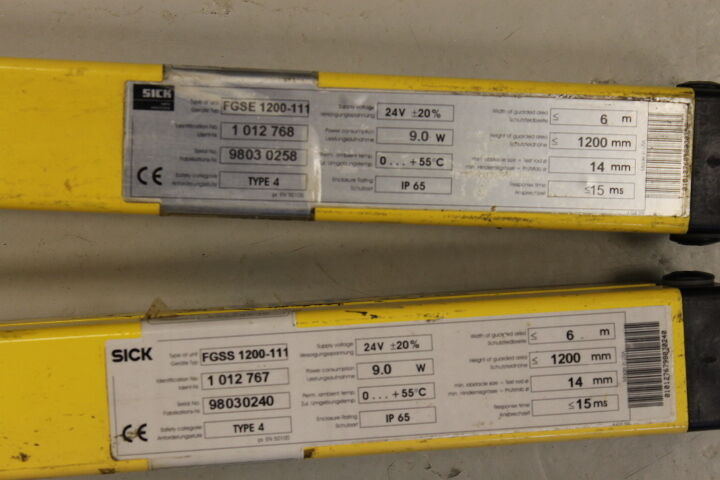 SICK FGSS1200-111 & FGSE1200-111 LIGHT CURTAIN EMITTER AND RECEIVER SET