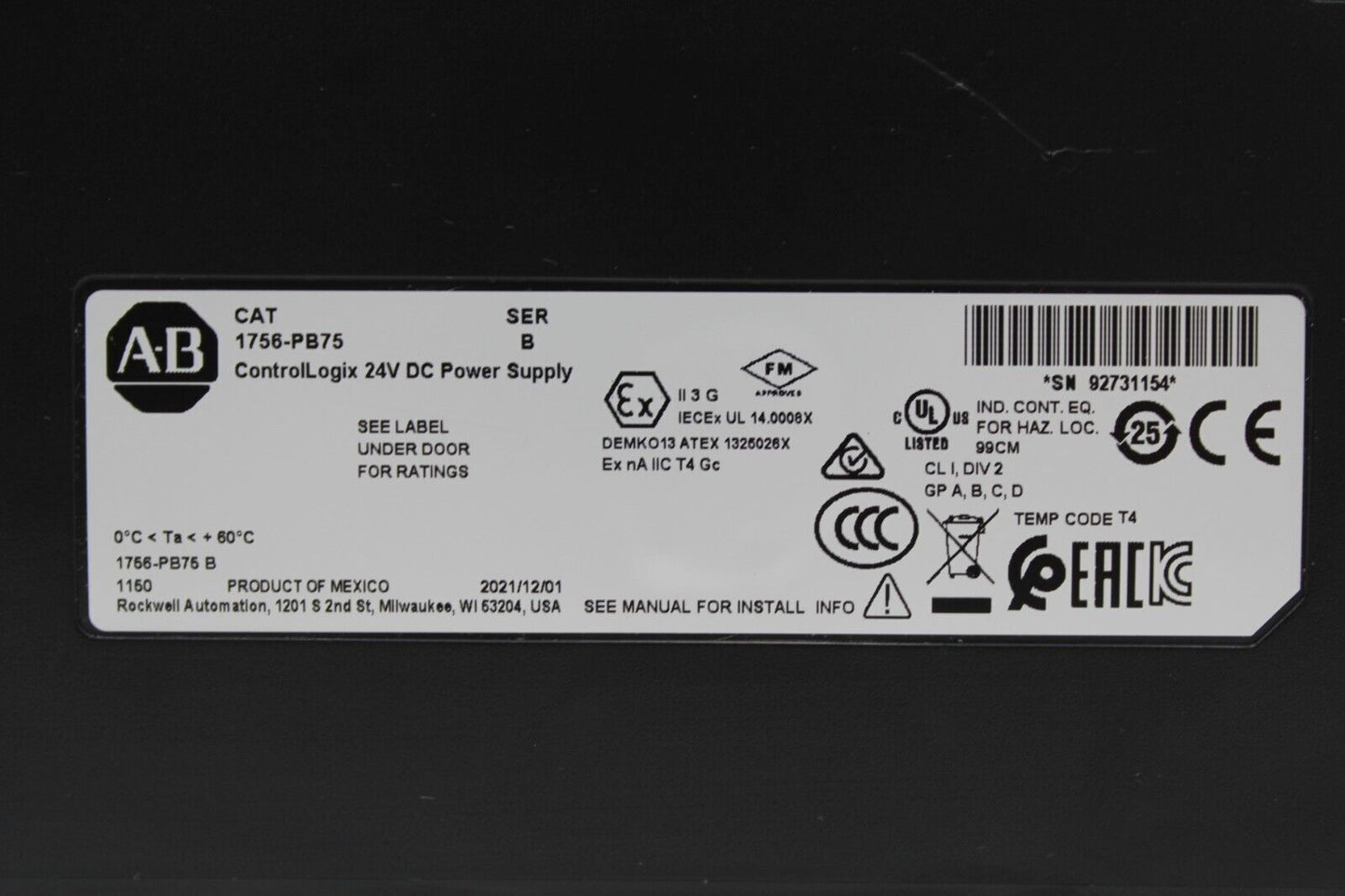 Allen-Bradley 1756-PB75 Power Supply Module