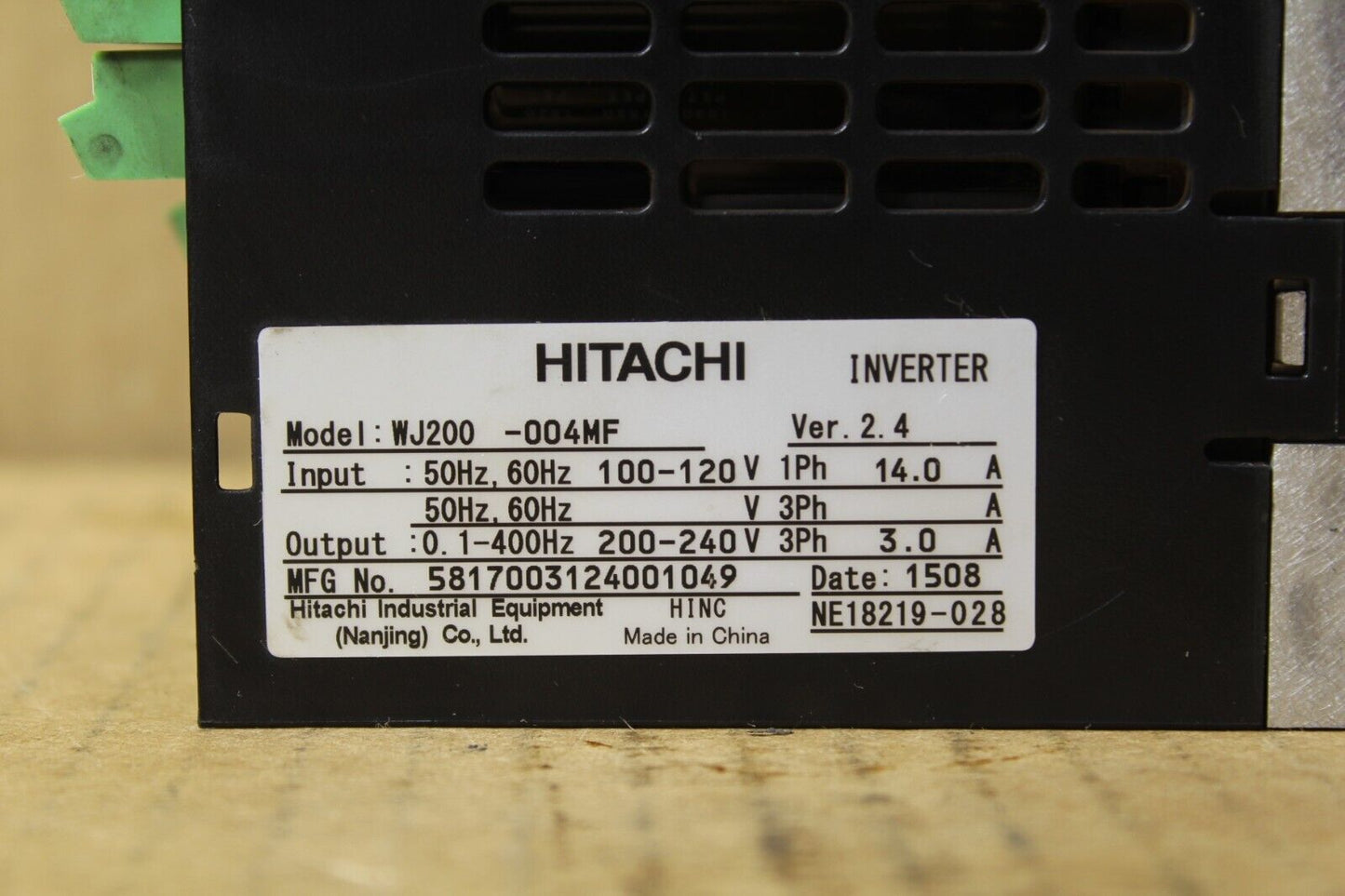 Hitachi WJ200-004MF Inverter (No Cover)
