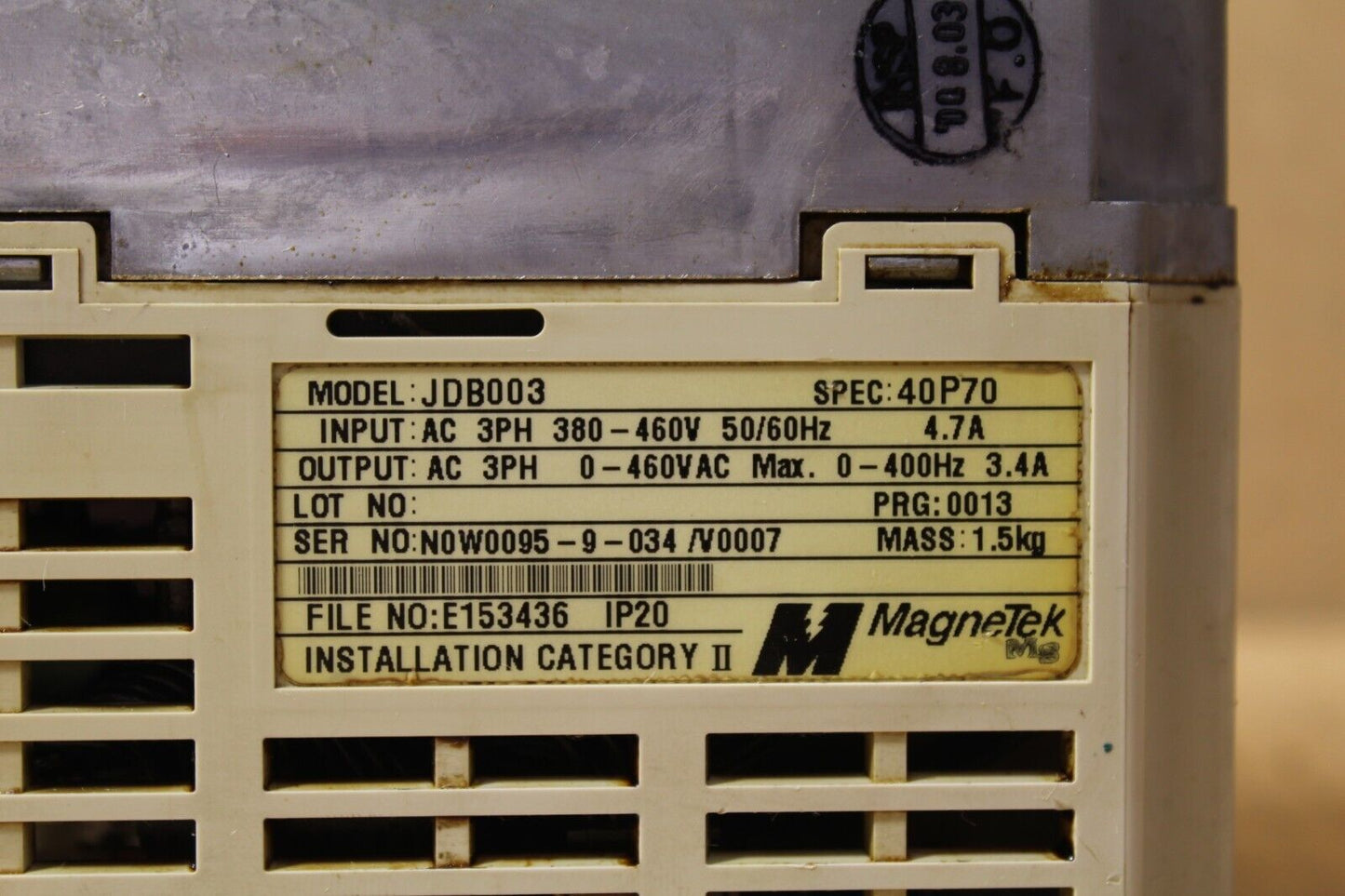Magnetek JDB003 AC Drive (No Wire Covers)