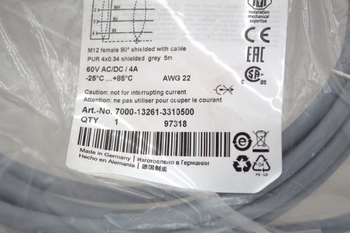 Murr Elektronik 7000-13261-3310500 Sensor Connector