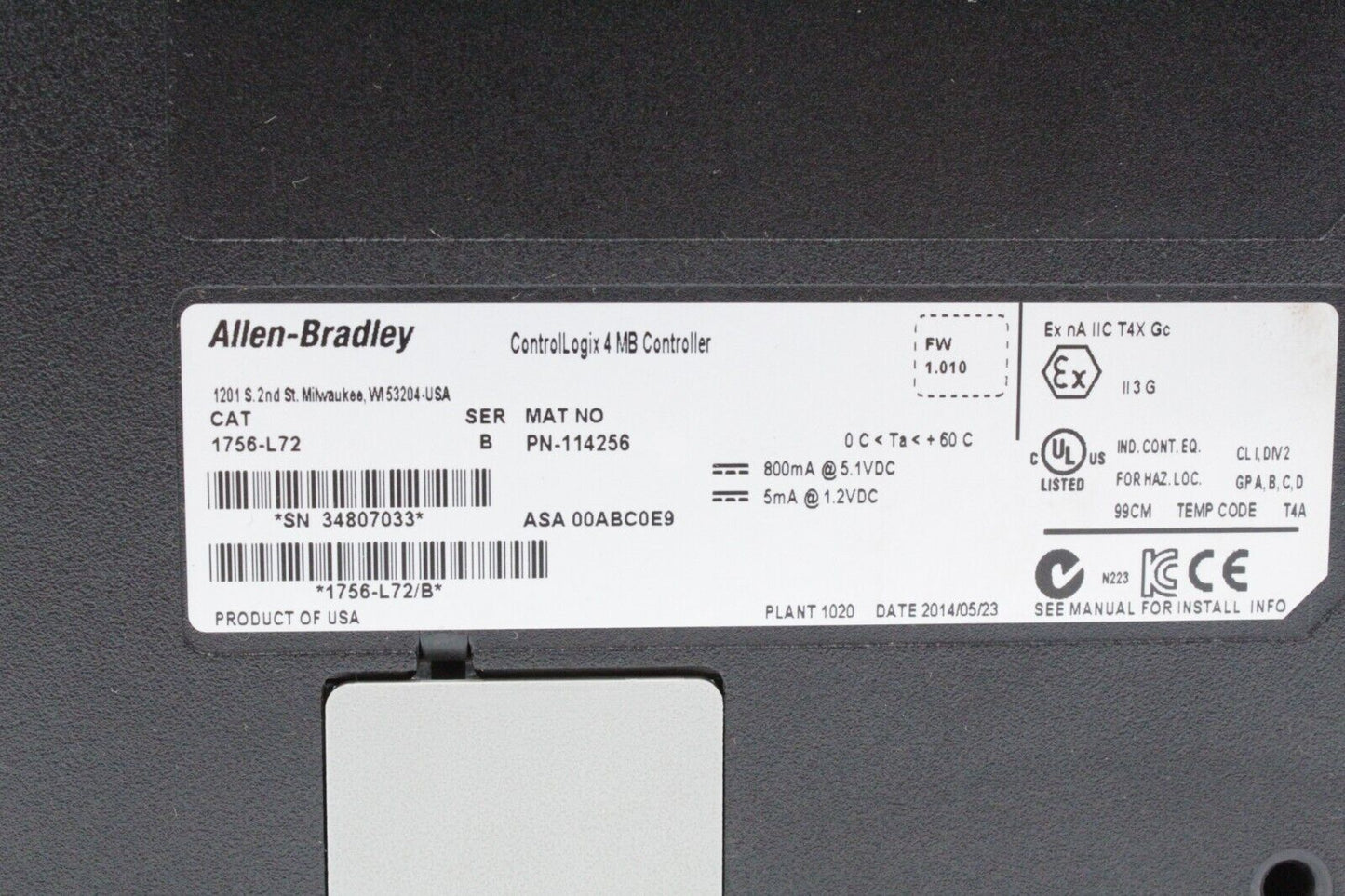 Allen-Bradley 1756-L72 /B ControlLogix 4MB Controller
