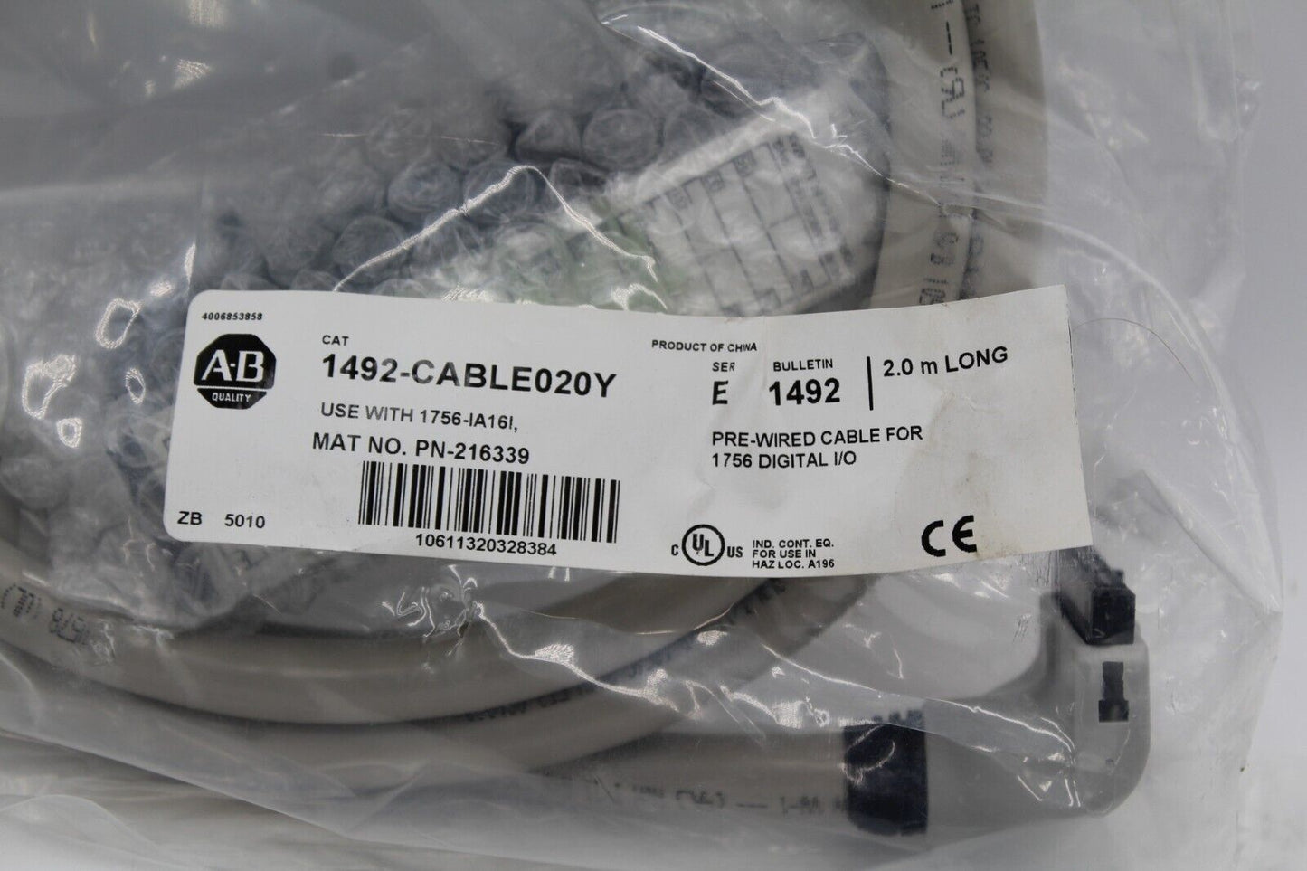 Allen-Bradley 1492-CABLE020Y Pre-Wired Cable for 1756 Digital I/O