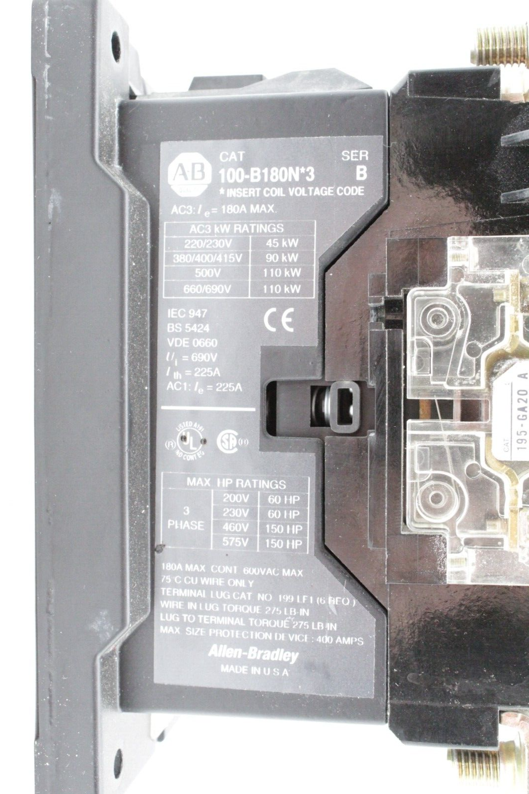 Allen-Bradley 100-B180N*3 180A 3-Phase Contactor