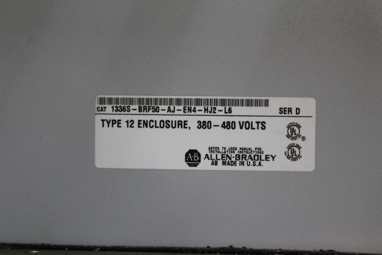 Allen-Bradley 1336S-BRF50-AJ-EN4-HJ2-L6 / 1336S-BRF50-AN-EN4-L6 Type12 Enclosure