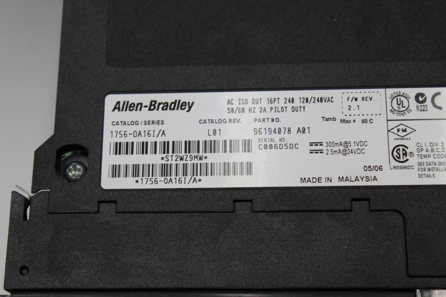 Allen-Bradley 1756-OA16I 16Pt. Isolated Output Module