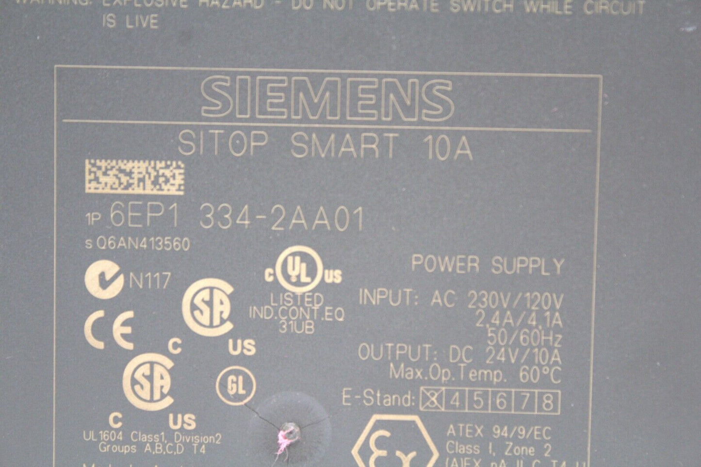 Siemens 6EP1 334-2AA01 Sitop Smart 10A Power Supply