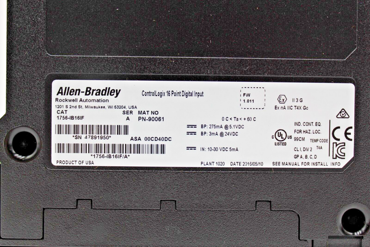 Allen-Bradley 1756-IB16IF ControlLogix 16 Point Digital Input Module
