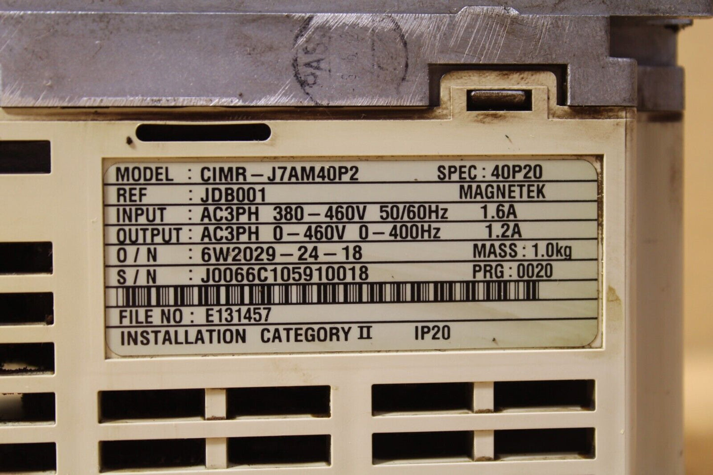 Yaskawa CIMR-J7AM40P2 AC Drive (Small Crack)
