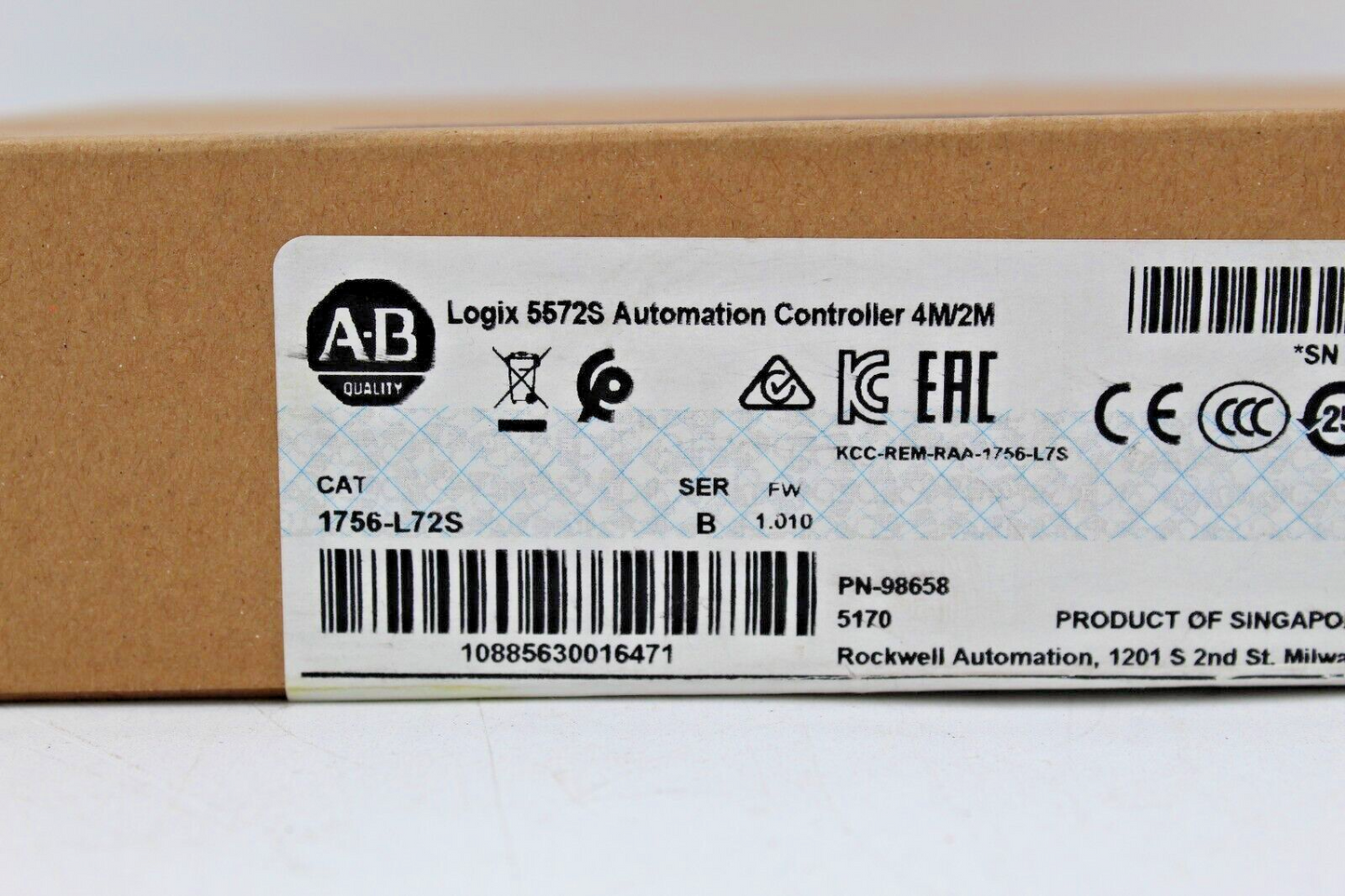 Allen-Bradley 1756-L72S Logix 5572S Automation Controller 4M/2M