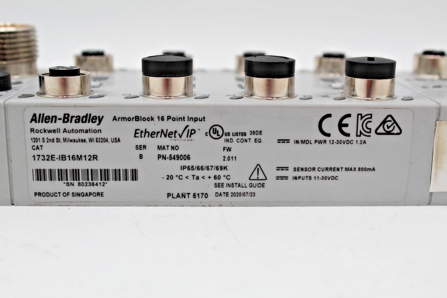 Allen-Bradley 1732E-IB16M12R Ethernet IP ArmorBlock 16 Point Input Module