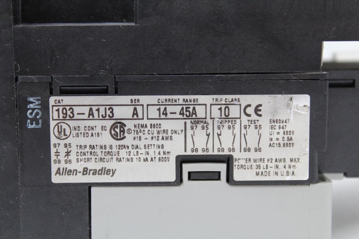 Allen-Bradley 193-A1J3 Overload Relay Unit