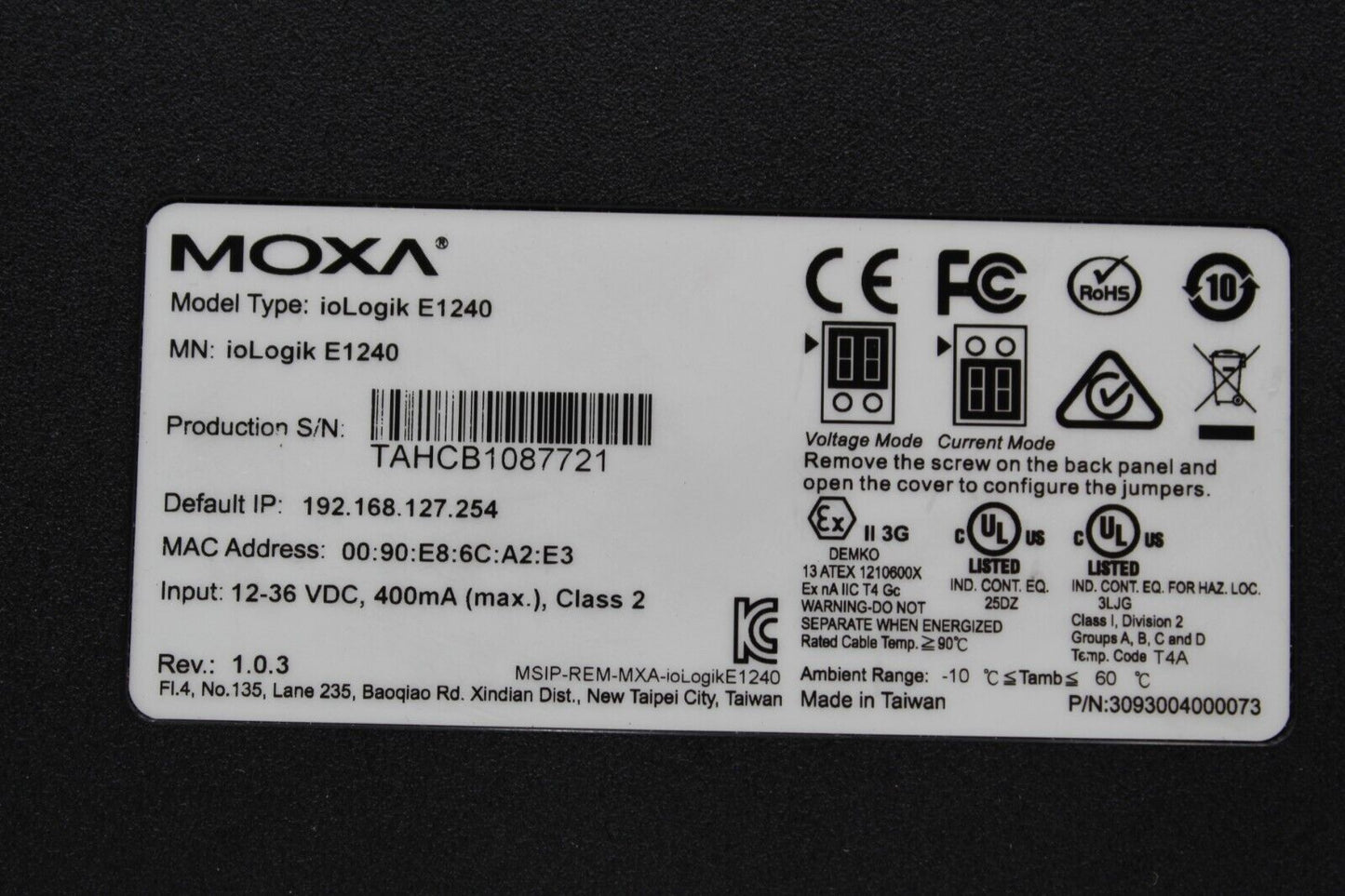 Moxa ioLogikE1240 Ethernet Module