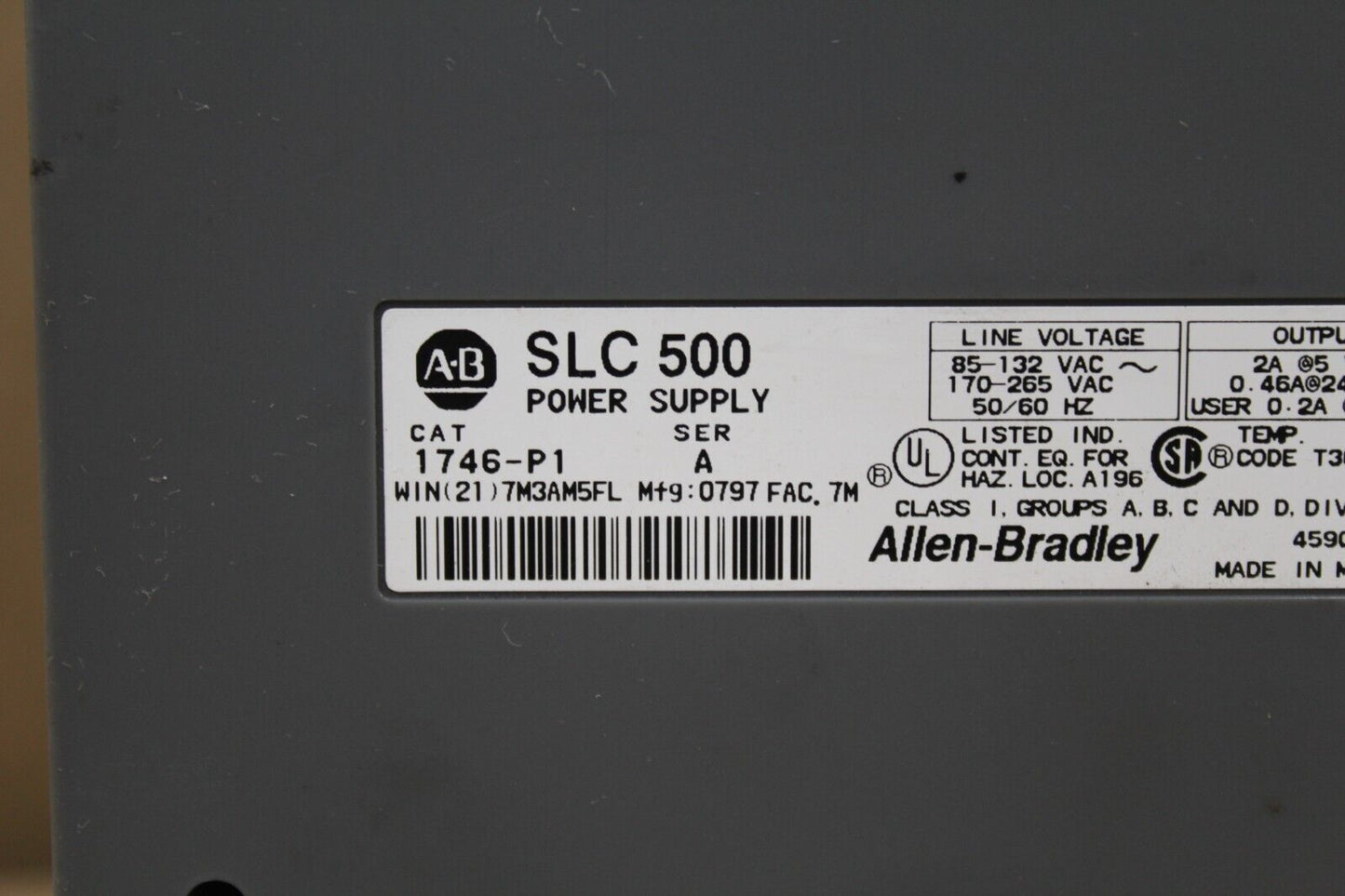 Allen Bradley 1746-P1 Power Supply