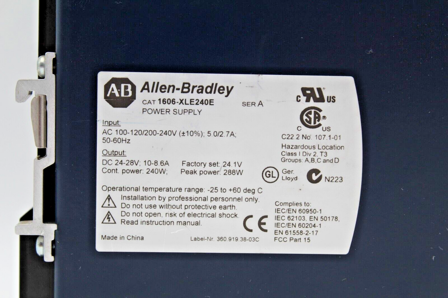 Allen-Bradley 1606-XLE240E Ser. A 1-Phase Power Supply