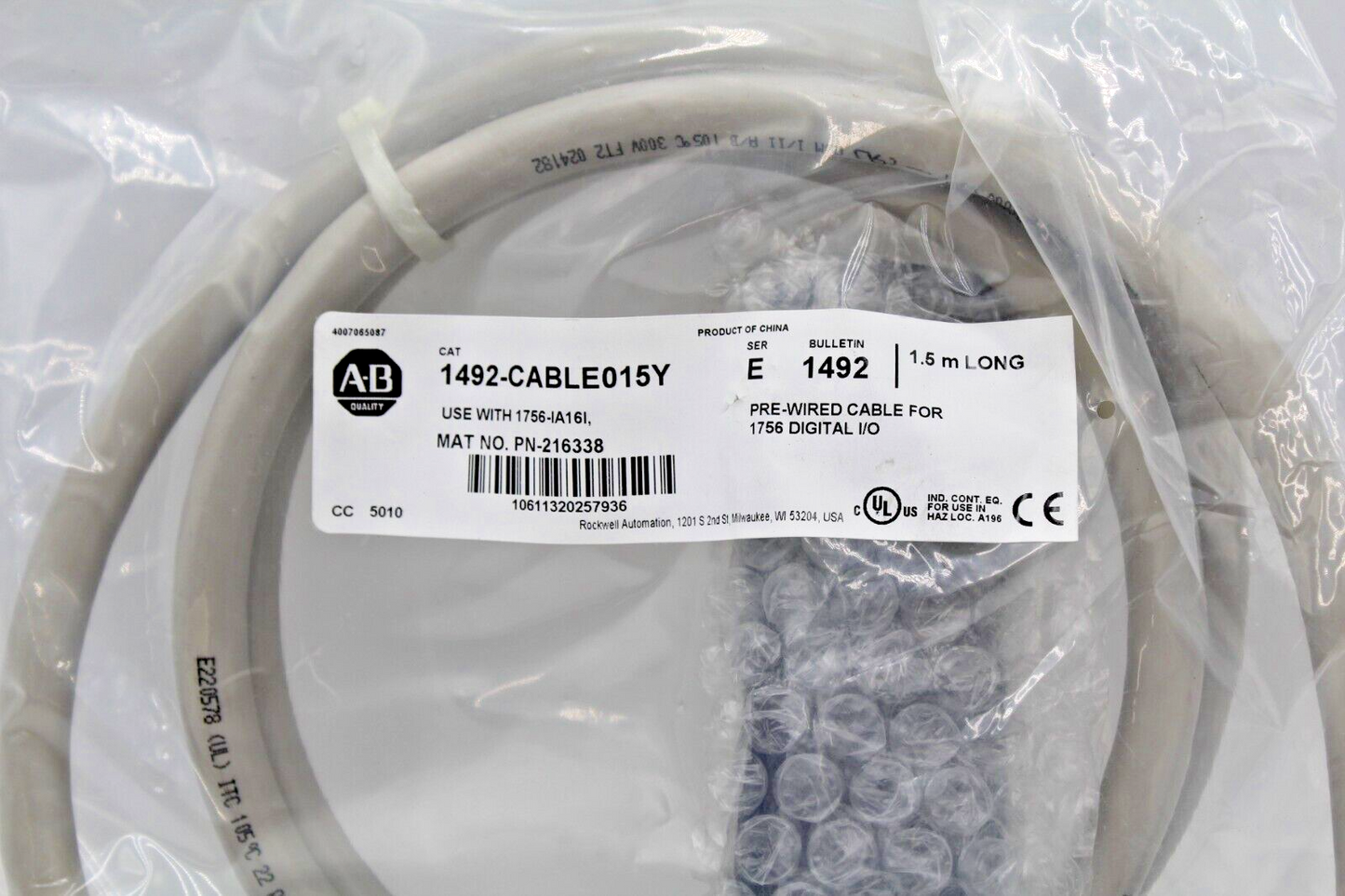 Allen-Bradley 1492-CABLE015Y Pre-Wired Cable for 1756 Digital I/O