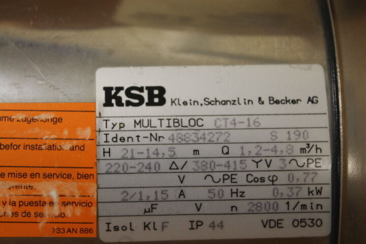 KSB CT4-16 MULTIBLOC PUMP 48834272