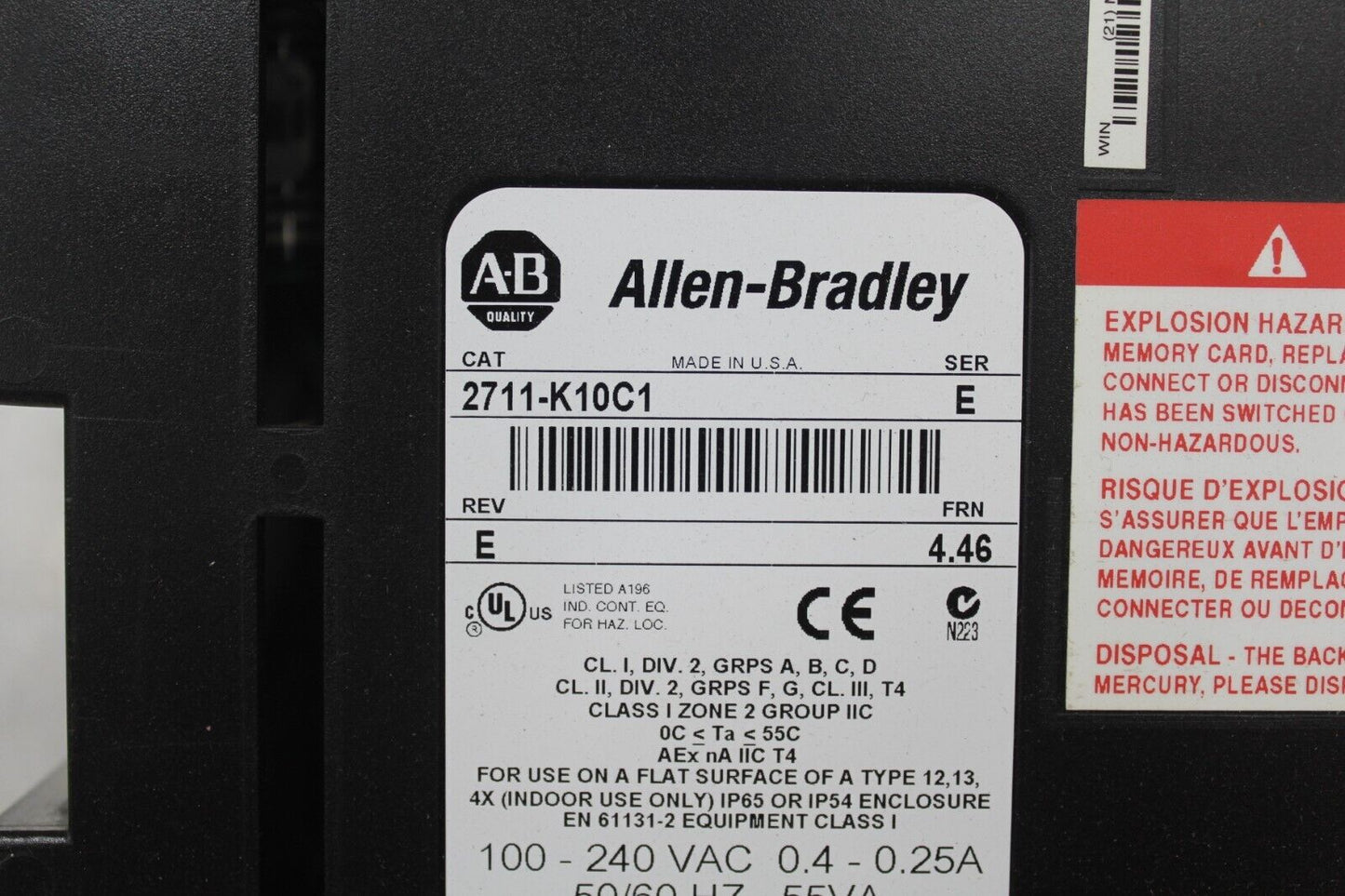 Allen Bradley 2711-K10C1/E PanelView 1000