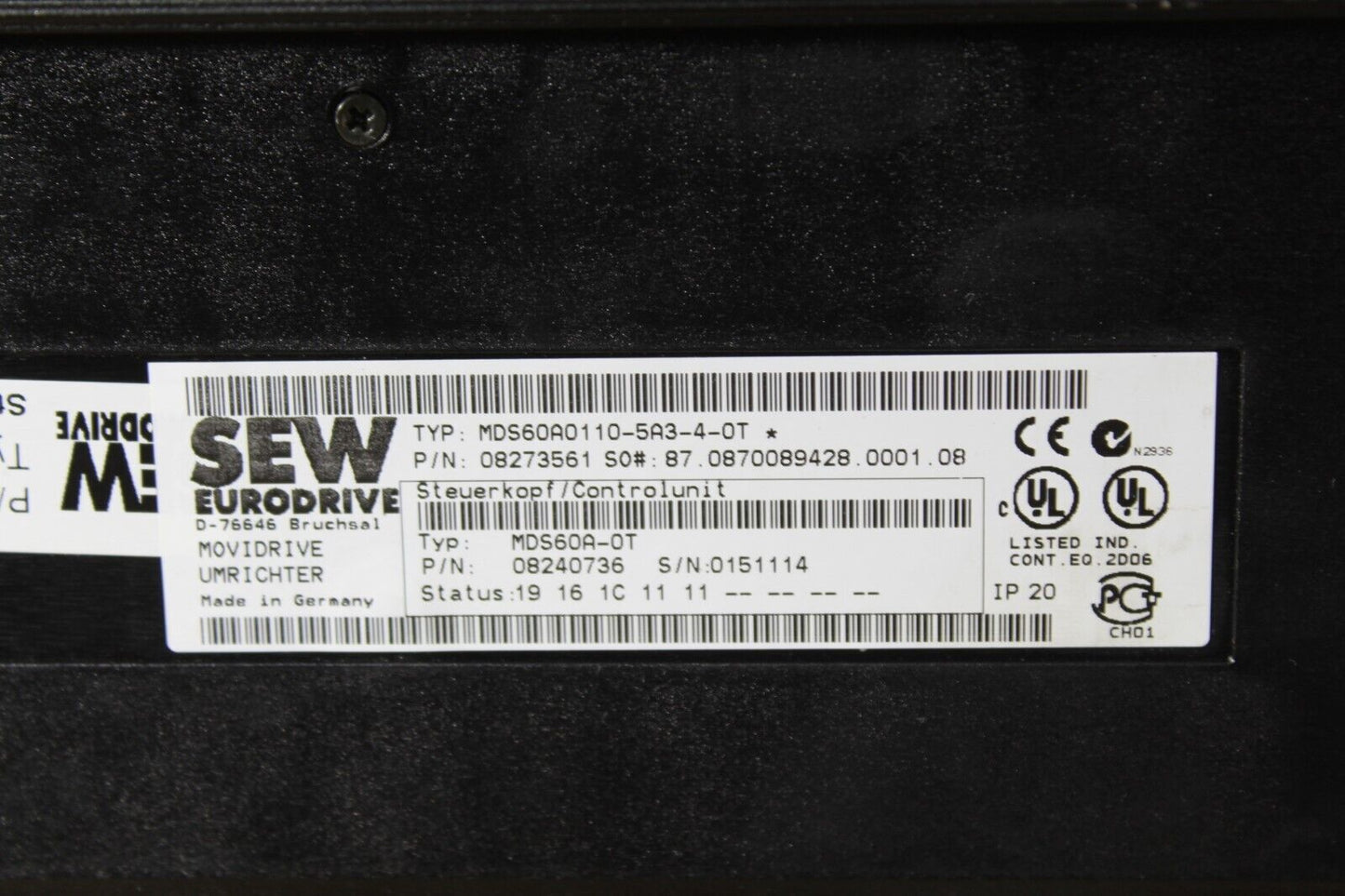 Sew EuroDrive MDS60A0110-5A3-4-0T MoviDrive 110hp