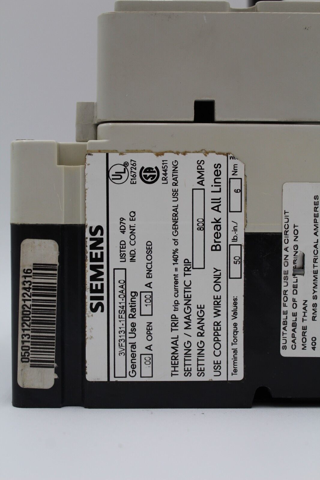 Siemens 3VF3131-1FS41-0AA0 100amp Circuit Breaker