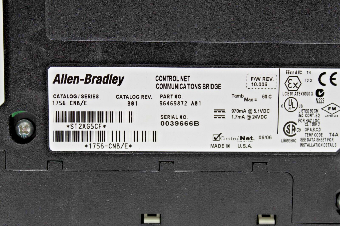 Allen-Bradley 1756-CNB /E Control Net Communications Bridge (Cracks, See Desc.)