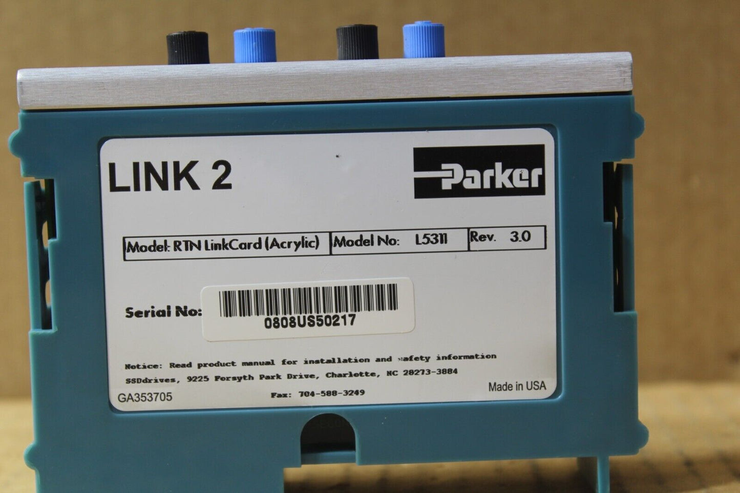 Parker SSD Eurotherm Drives L5311 RTN LinkCard (Acrylic) Rev. 3.0